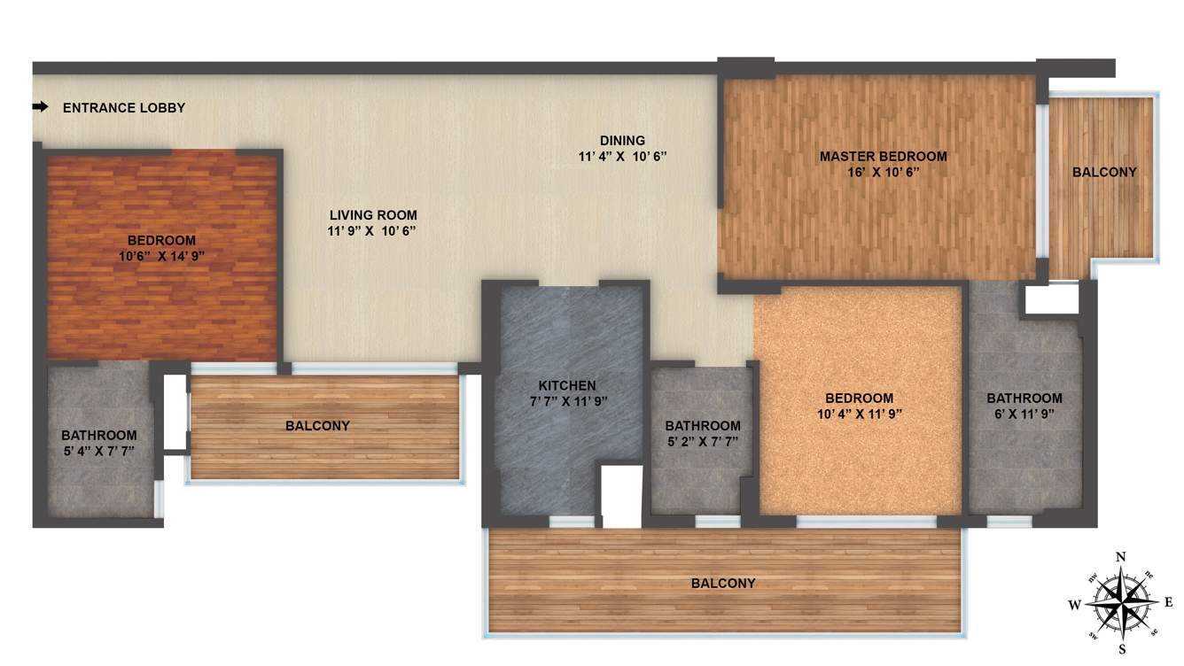 ILD Grand Centra (3BHK+3T (1,745 sq ft) 1745 sq ft)