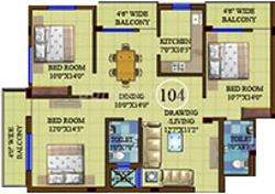 Mason Pearl (3BHK+2T (1,580 sq ft) 1580 sq ft)
