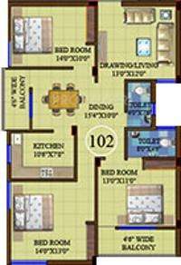 Mason Pearl (3BHK+2T (1,560 sq ft) 1560 sq ft)