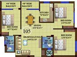 Mason Pearl (3BHK+2T (1,600 sq ft) 1600 sq ft)