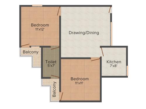 Ganpati Builder Heights 2BHK+1T (1,132 sq ft)