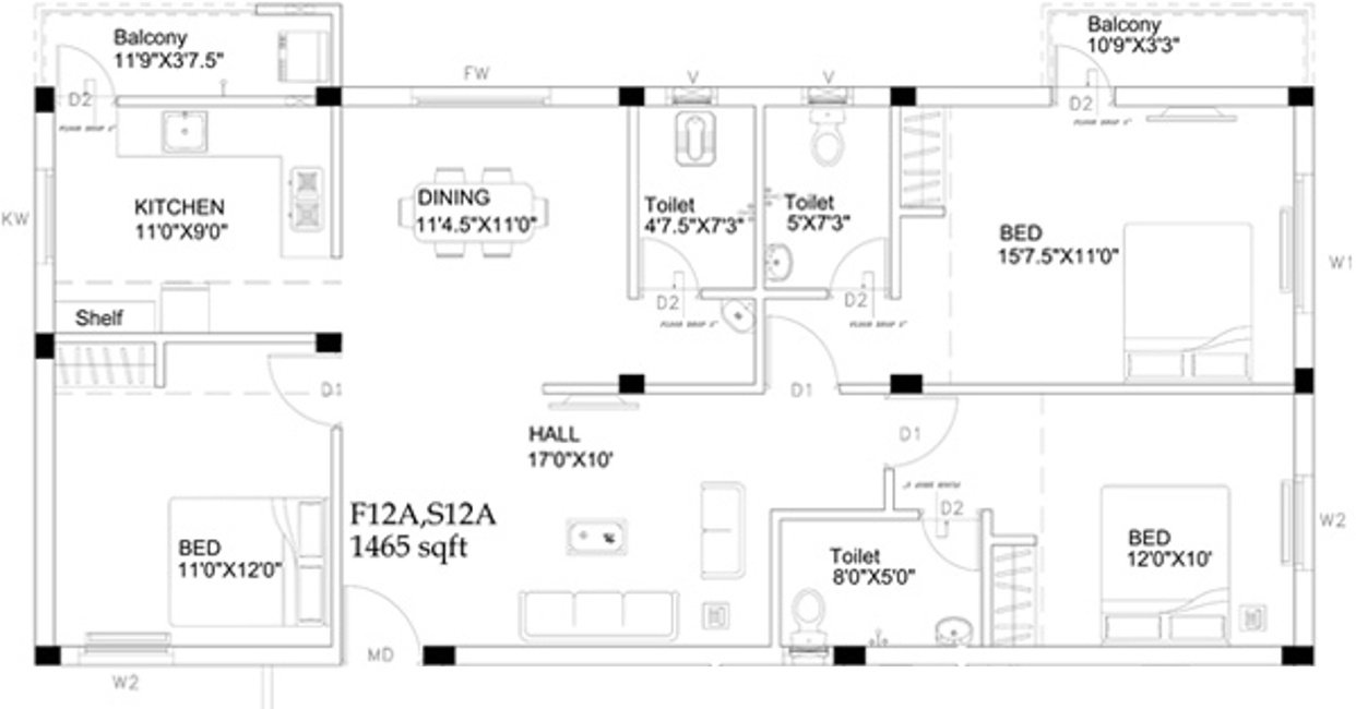 Ruby Homes (3BHK+3T (1,465 sq ft) 1465 sq ft)