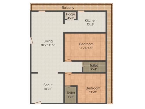 Sree 7 Hills Constructions Green Homes (2BHK+2T (1,300 sq ft) 1300 sq ft) Sree 7 Hills Constructions Green Homes (2BHK+2T (1,300 sq ft) 1300 sq ft)