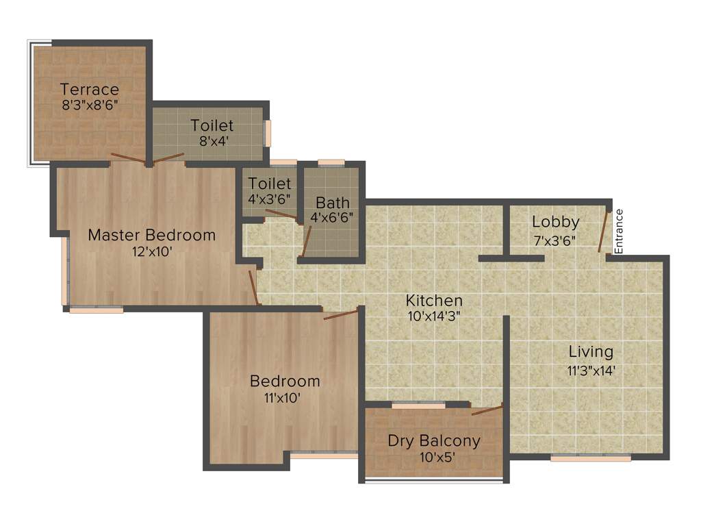 Shri Siddhivinayak Gardenia 2BHK+2T (1,006 sq ft)