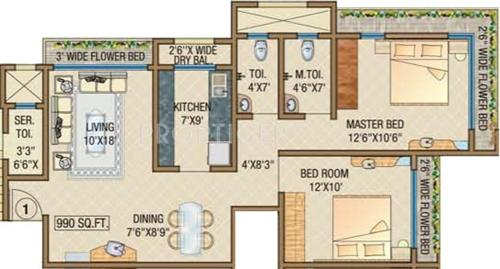 DV Shree Shiv Shakti (2BHK+2T (990 sq ft) 990 sq ft)