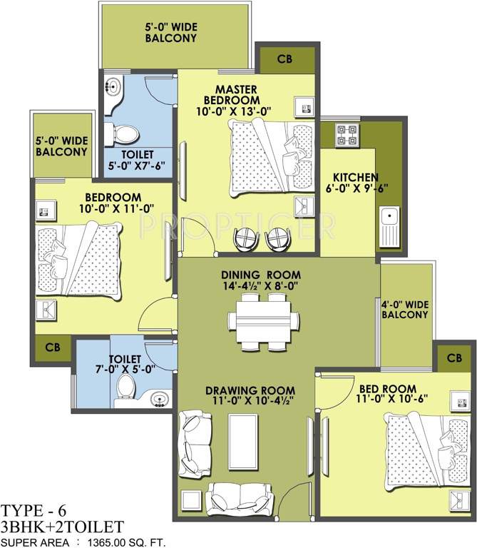MR Proview Delhi 99 (3BHK+2T (1,365 sq ft) 1365 sq ft)