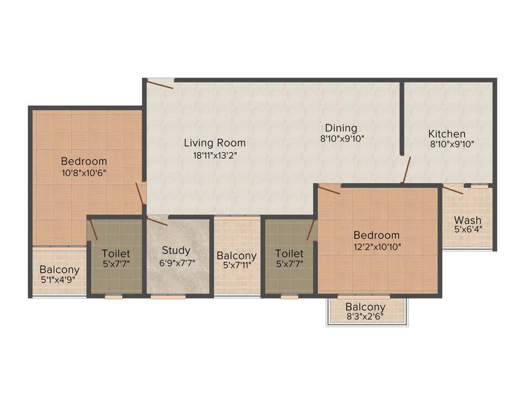 Dream Mon Paradis (2BHK+2T (1,215 sq ft) 1215 sq ft)