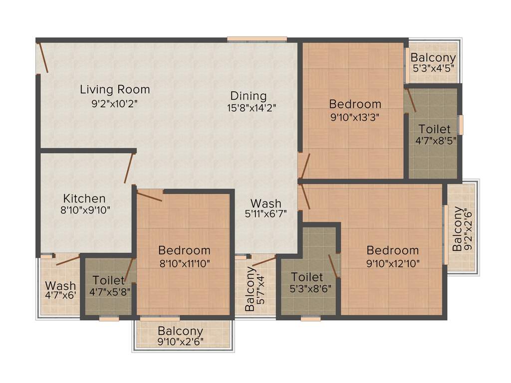 Dream Mon Paradis (3BHK+3T (1,385 sq ft) 1385 sq ft)