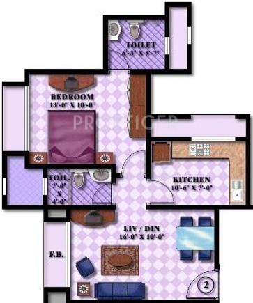 Lalani Lotus Park Floor Plan (1BHK+1T)