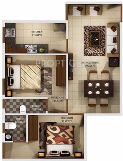 Dream Evita (2BHK+2T (670 sq ft) 670 sq ft)