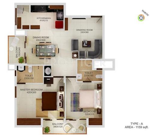 Dream Claire (2BHK+2T (1,159 sq ft) 1159 sq ft)