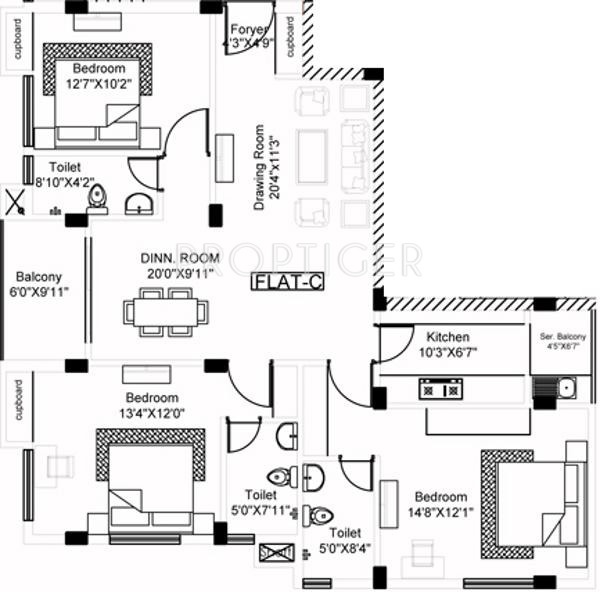 Sj Royal Elegance (3BHK+3T (1,255 sq ft) 1255 sq ft)