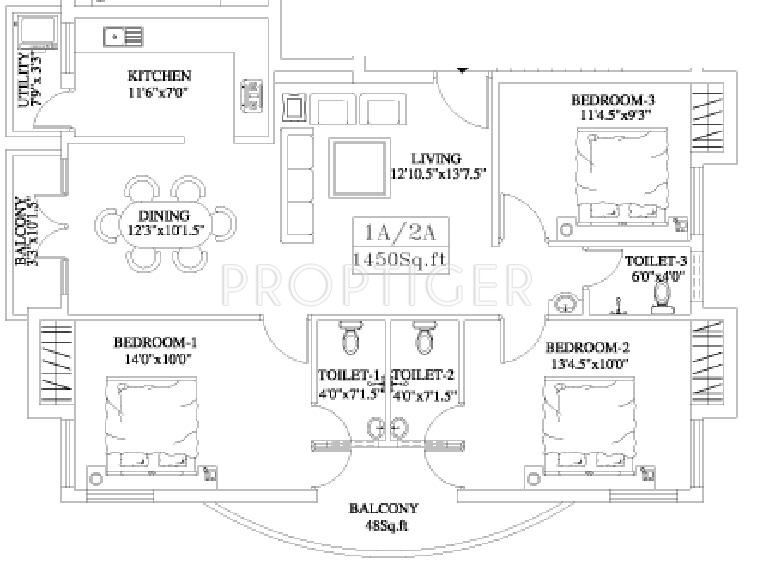 India Ione Inn (3BHK+3T (1,450 sq ft) 1450 sq ft)