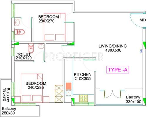 Dream Auriga (2BHK+2T (975 sq ft) 975 sq ft)