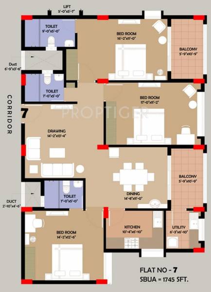 Sj Royal Heritage (3BHK+3T (1,745 sq ft) 1745 sq ft)