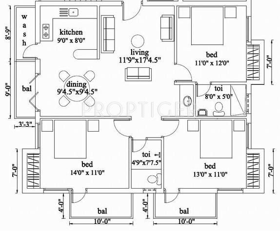 India Kalasagara (3BHK+2T (1,350 sq ft) 1350 sq ft)