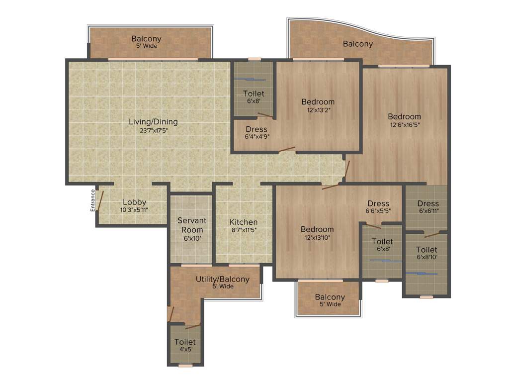 ATS Casa Espana Apartment (3BHK+3T (2,400 sq ft) 2400 sq ft)