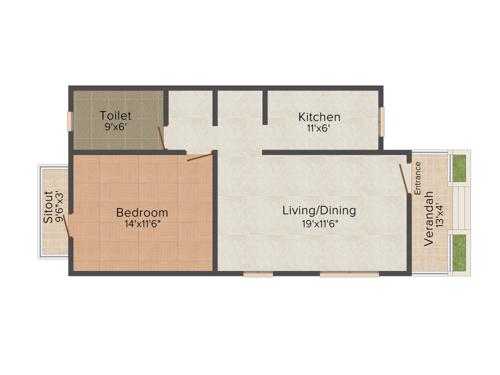 Bahri Estates Anandam 1BHK+1T (737 sq ft)