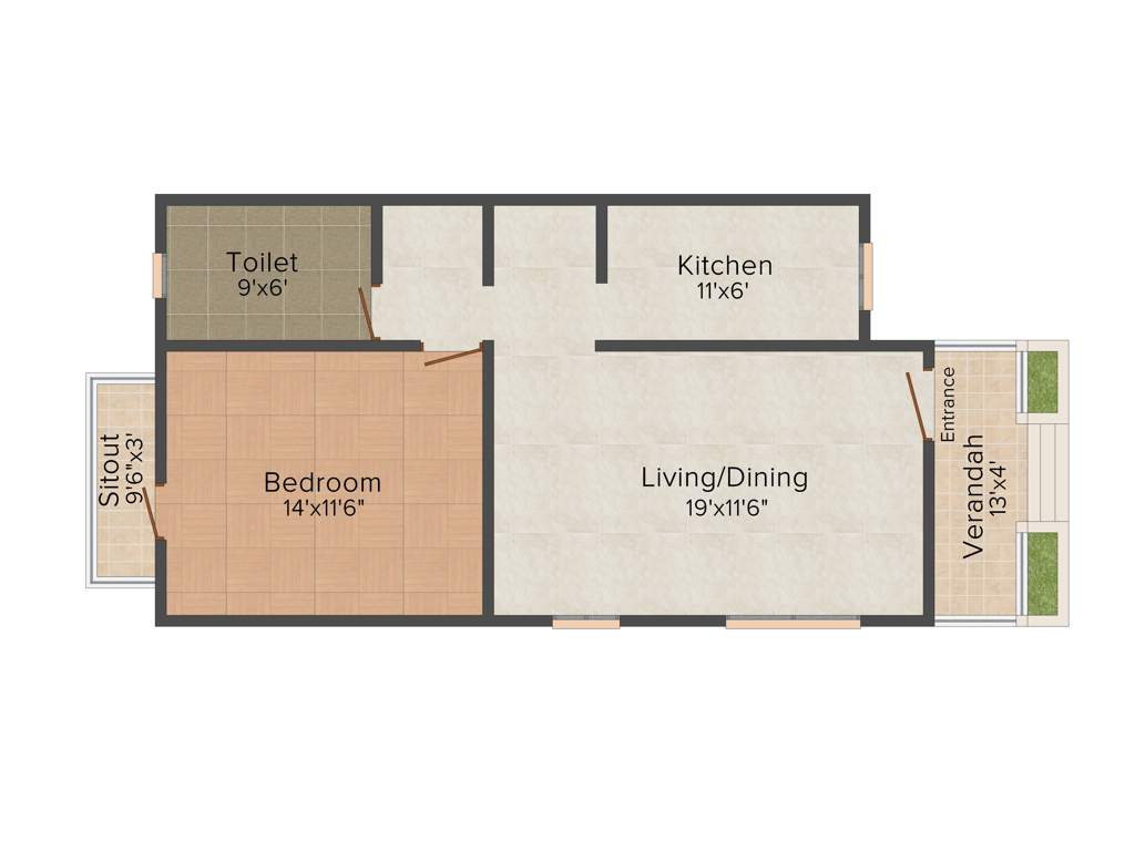 Bahri Estates Anandam 1BHK+1T (737 sq ft)