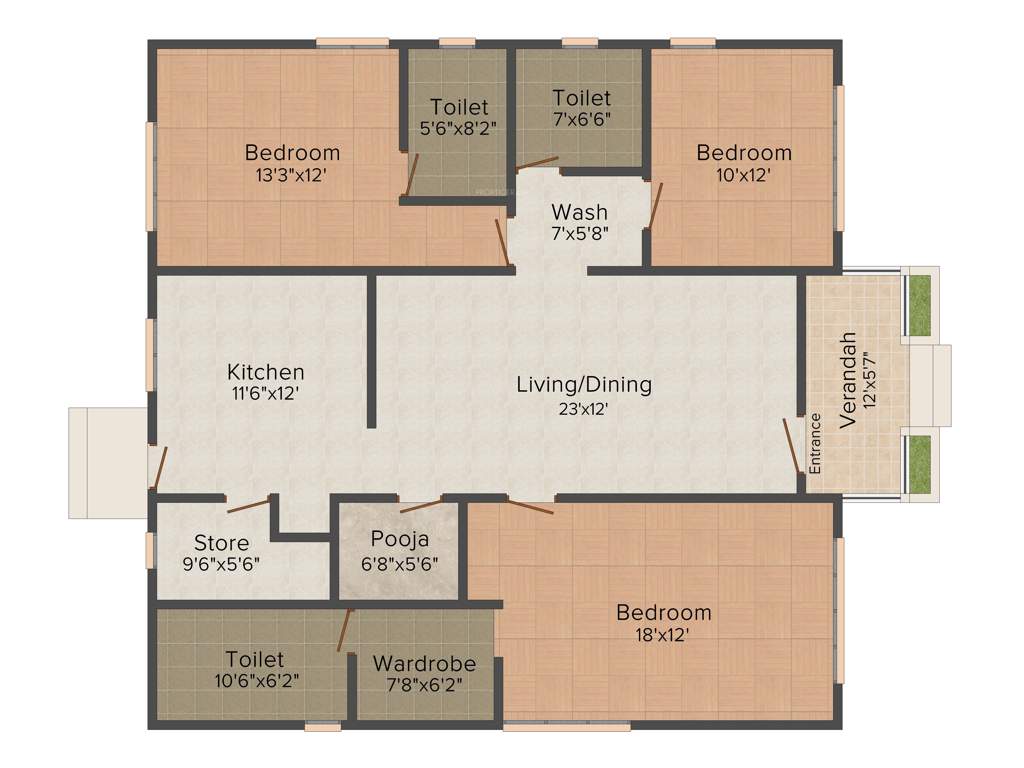 Bahri Estates Anandam 3BHK+3T (1,511 sq ft)