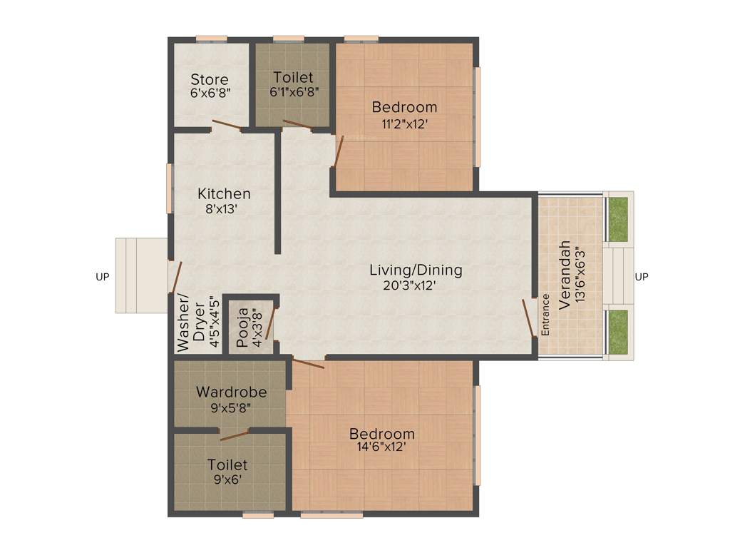 Bahri Estates Anandam 2BHK+2T (1,116 sq ft)