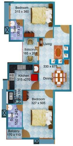 Dream Casa Bella (2BHK+2T (1,100 sq ft) 1100 sq ft)