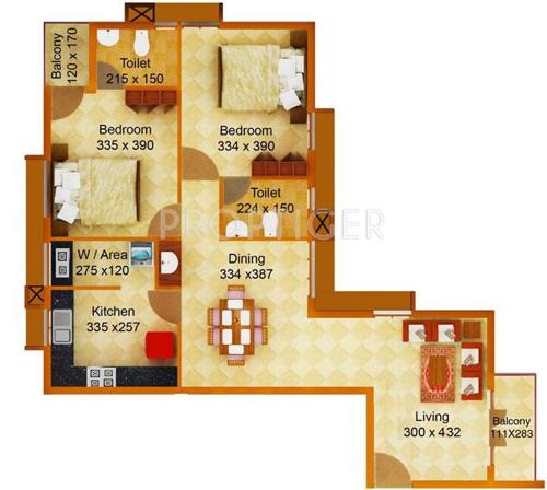 Dream Casa Bella (2BHK+2T (1,250 sq ft) 1250 sq ft)