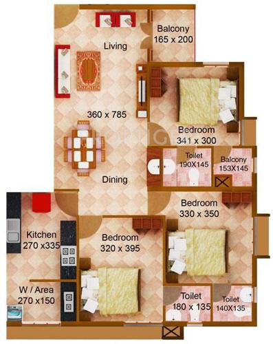 Dream Casa Bella (3BHK+3T (1,440 sq ft) 1440 sq ft)