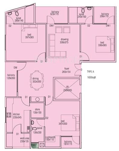 Dream Casa Grande (3BHK+3T (1,650 sq ft) 1650 sq ft)