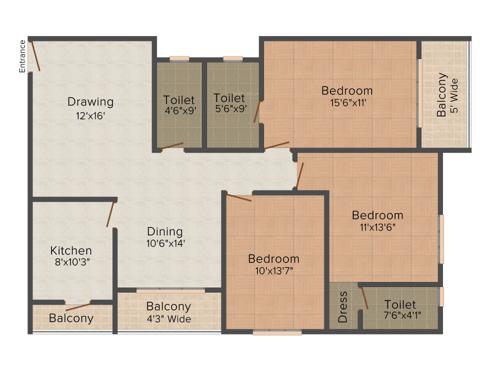 Lifestyle Lifestyle Green (3BHK+3T (1,680 sq ft) 1680 sq ft)