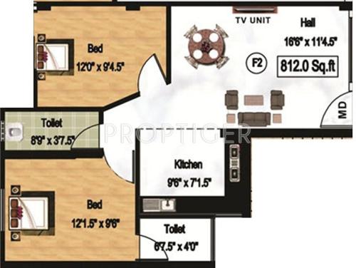 Durai Kaviyam Appartments (2BHK+1T (812 sq ft) 812 sq ft)