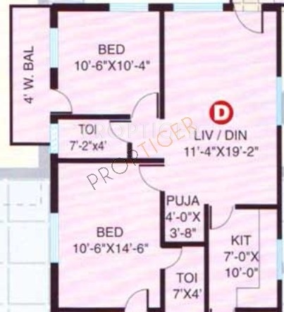 SMR SMR Vinay Estates (2BHK+2T (1,020 sq ft)   Pooja Room 1020 sq ft)