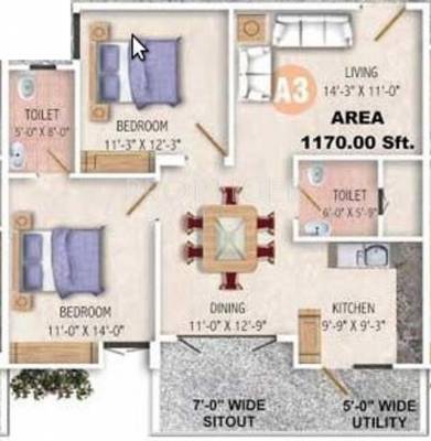 Sandeep Kolimi Heights (2BHK+2T (1,170 sq ft) 1170 sq ft)