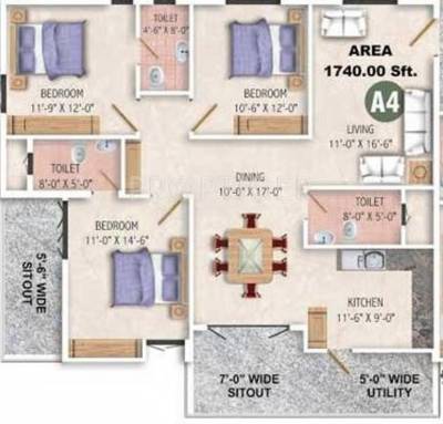 Sandeep Kolimi Heights (3BHK+3T (1,740 sq ft) 1740 sq ft)