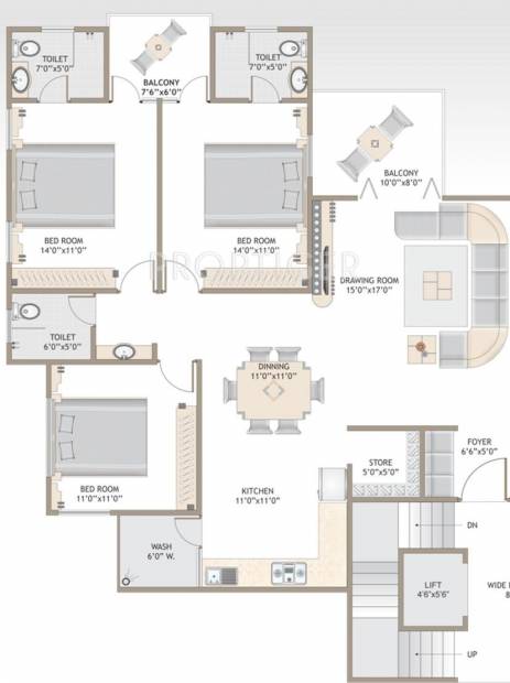 Milestone Residency (3BHK+3T (1,944 sq ft) 1944 sq ft)
