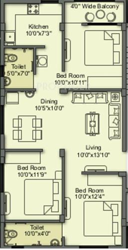 Lifestyle LDV Residency (3BHK+2T (1,011 sq ft) 1011 sq ft)