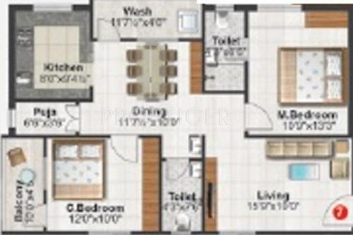 Rishi s Sai Ram Projects Pvt Ltd Sai Splendid (2BHK+2T (1,175 sq ft) 1175 sq ft)
