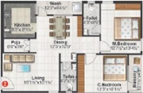 Rishi s Sai Ram Projects Pvt Ltd Sai Splendid (2BHK+2T (1,205 sq ft) 1205 sq ft)
