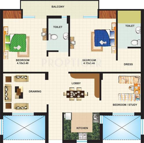 A2Z Green Height Apartment (3BHK+2T (1,300 sq ft) 1300 sq ft)