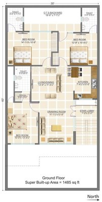 Harbinger Harbinger Floors (3BHK+3T (1,485 sq ft) 1485 sq ft)
