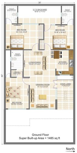 Harbinger Harbinger Floors (3BHK+3T (1,485 sq ft) 1485 sq ft)