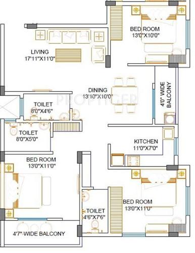 Lifestyle Lifestyle Gayatri (3BHK+3T (1,530 sq ft) 1530 sq ft)
