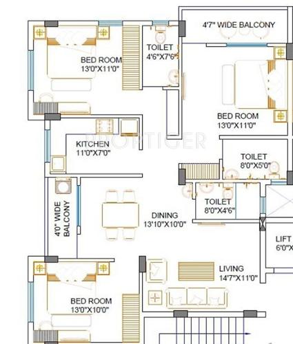 Lifestyle Lifestyle Gayatri (3BHK+3T (1,580 sq ft) 1580 sq ft)