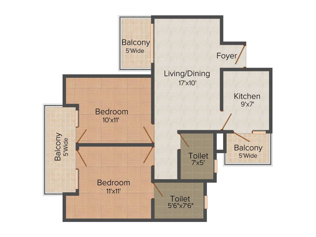 YPS Dwarika (2BHK+2T (1,050 sq ft) 1050 sq ft)