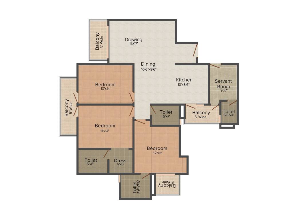 YPS Dwarika (3BHK+4T (1,890 sq ft) + Servant Room 1890 sq ft)