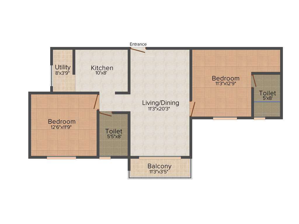 Landmark Evania (2BHK+2T (1,154 sq ft) 1154 sq ft)