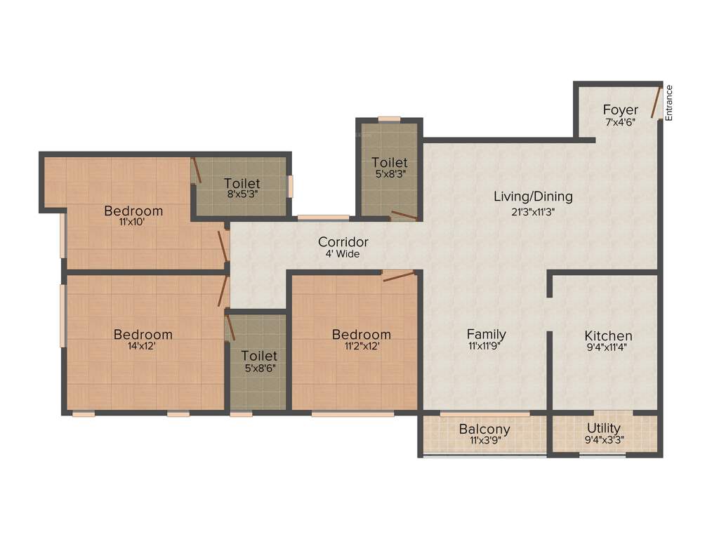 Landmark Evania (3BHK+3T (1,697 sq ft) 1697 sq ft)