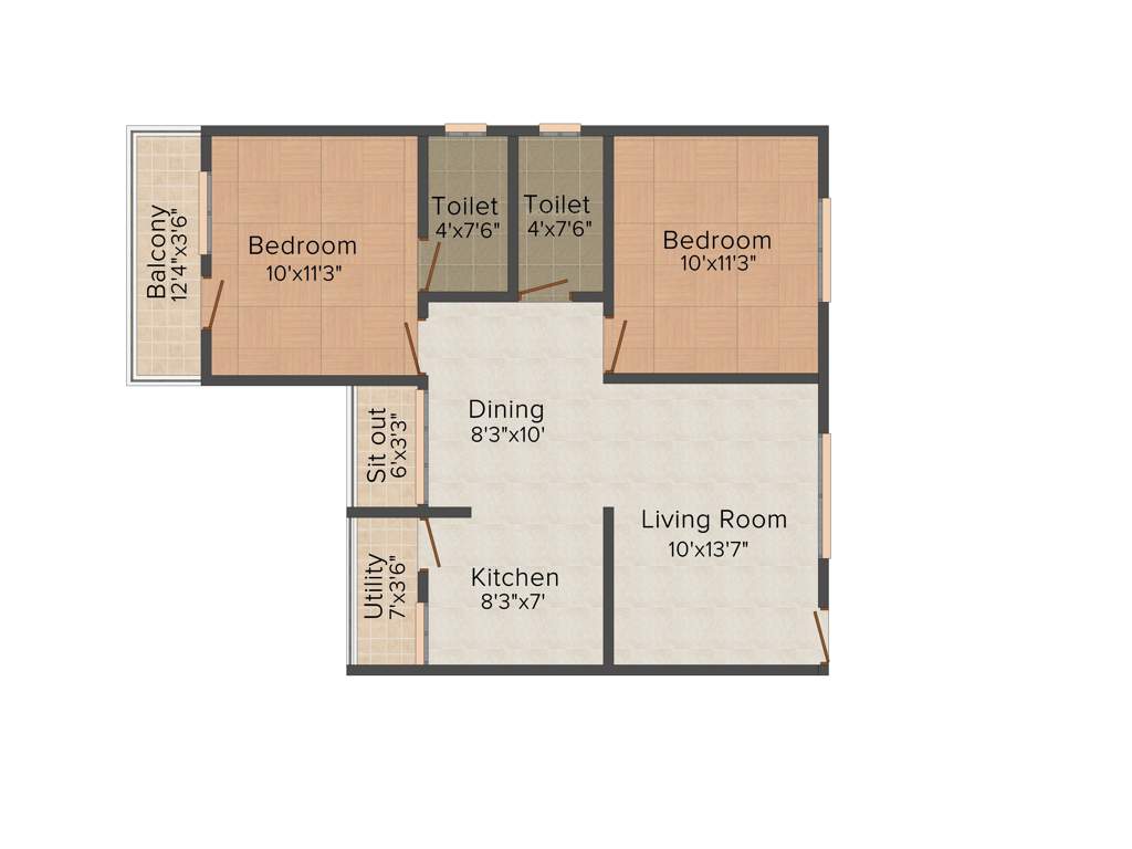 Sowparnika Purple Rose (2BHK+2T (929 sq ft) 929 sq ft)