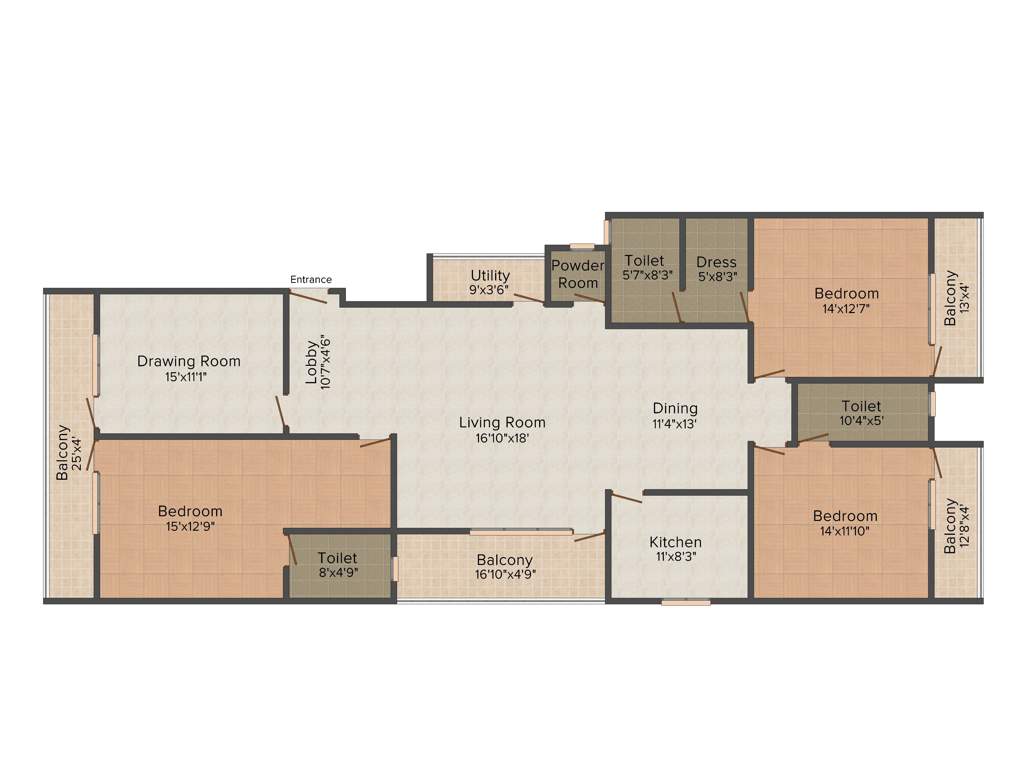 Pearl Palacia (3BHK+3T (2,593 sq ft) 2593 sq ft)