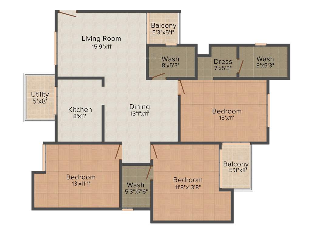 DN Oxy Park (3BHK+3T (1,835 sq ft) 1835 sq ft)
